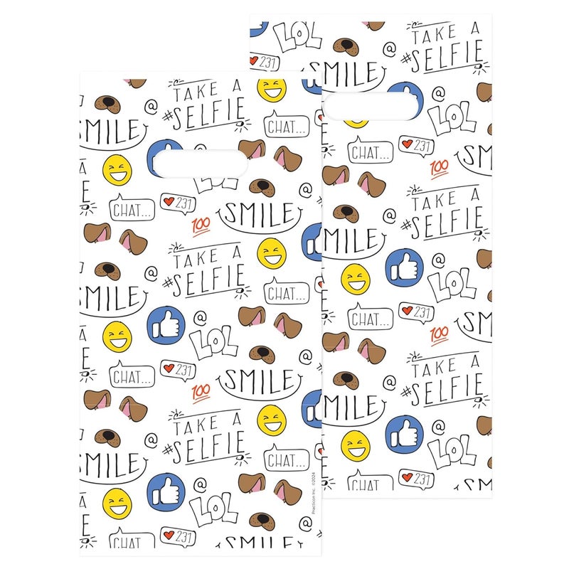 Practicon Let's Get Social 6" x 12" Dental Giveaway Bag, Dental Hygiene Patient Care Goodie Bag, Dentist Office Plastic Gift Bags, 100 Pack - Image 2